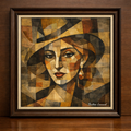 Cubist portrait with geometric abstraction