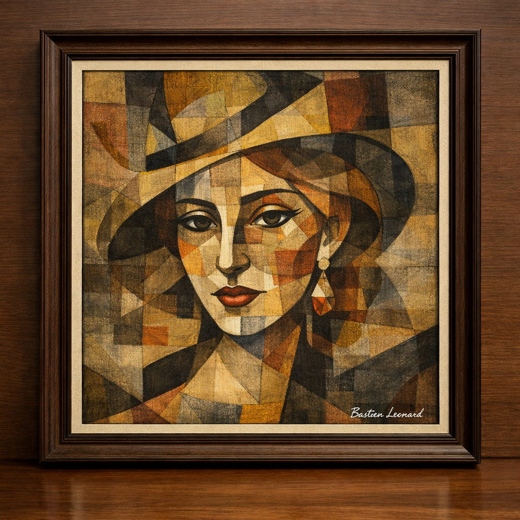 Cubist portrait with geometric abstraction