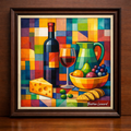 Abstract cubist still life with vibrant colors