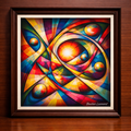 Radiant abstract cubist painting on wood
