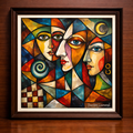 Abstract faces in cubist style