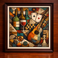 Abstract cubist still life composition
