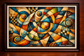 Vibrant geometric abstraction in cubist style