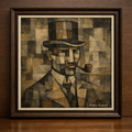 Cubist portrait with geometric shapes